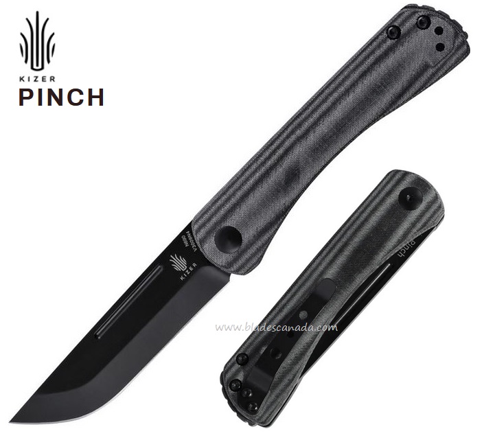 Kizer Pinch Folding Knife, N690, Micarta Black, V3009N4
