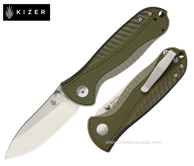 Kizer Hunter Folding Knife, 154CM, G10 Green, V3416C2