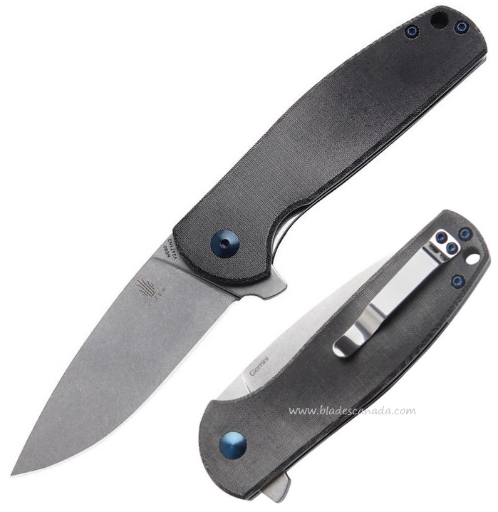 Kizer Gemini Flipper Folding Knife, N690, Micarta Black, V3471N3
