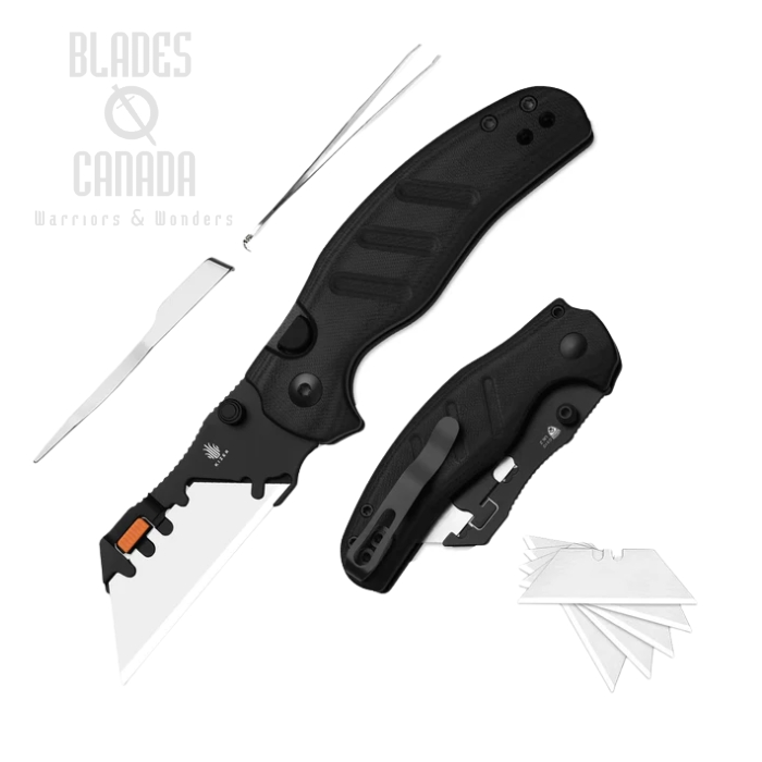 Kizer Sheepdog Utility Button Lock Folding Knife, Black Blade, G10 Black, V3488.29JNA3