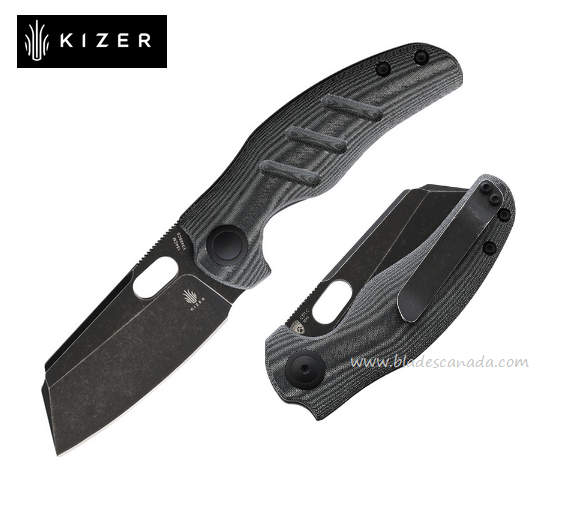 Kizer Vanguard Mini Sheepdog Folding Knife, 154CM Black SW, Micarta Black, V3488C5