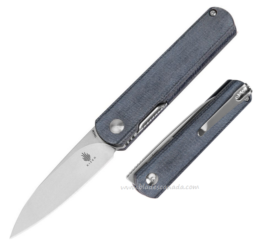 Kizer Feist Folding Knife, 154CM SW, Micarta Black Denim, KIV3499C4