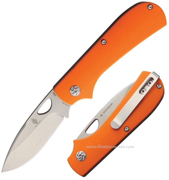 Kizer Vanguard Zipslip Slipjoint Folding Knife, N690, G10 Orange, V3507N2