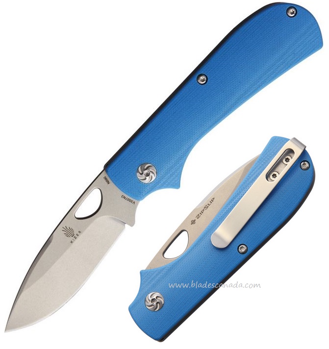 Kizer Vanguard Zipslip Slipjoint Folding Knife, N690 G10 Blue, V3507N3 - Click Image to Close