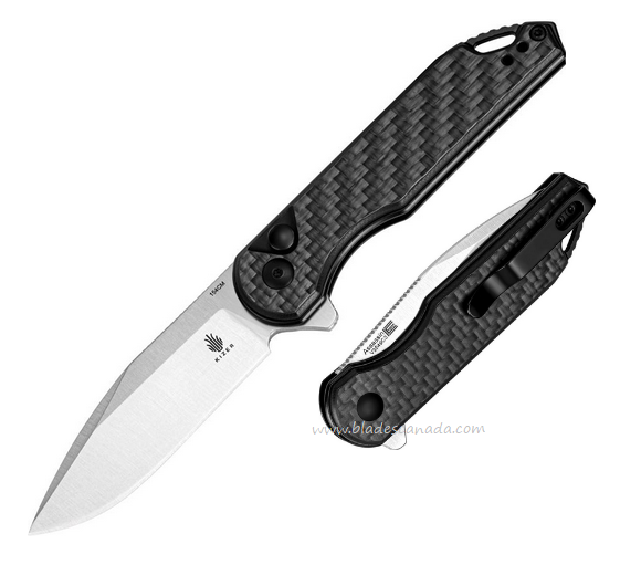 Kizer Assassin Button Lock Folding Knife, 154CM Satin, Carbon Fiber, V3549C3