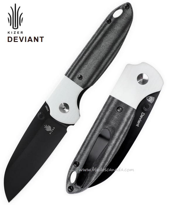 Kizer Deviant Folding Knife, M390, G10/Micarta, V3575A2 - Click Image to Close