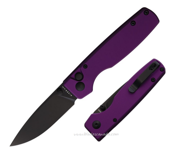 Kizer Original Button Lock Folding Knife, 154CM Black, Aluminum Purple, V3605C4