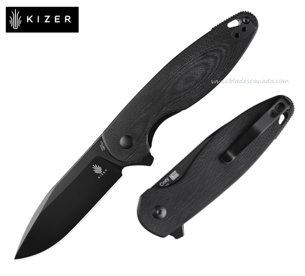 Kizer Cozy Flipper Folding Knife, 154CM Black, Micarta Black, V3613C1