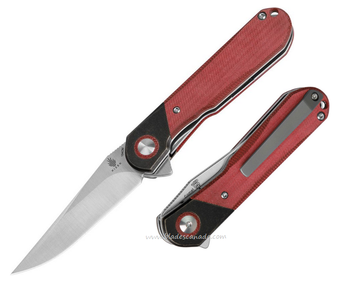 Kizer Comet Flipper Folding Knife, 154CM Satin, Micarta Red, KIV3614C4