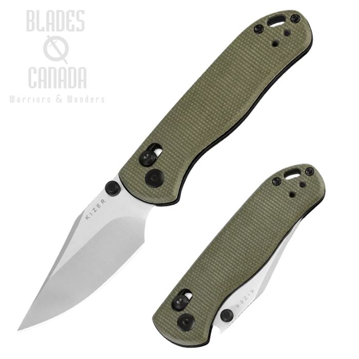 Kizer Drop Bear 2 Clutch Lock Folding Knife, Nitro-V Satin, Micarta Green, V36192KC1