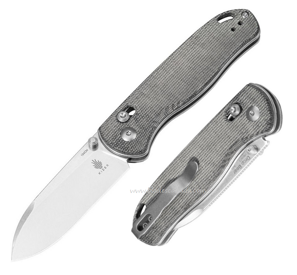 Kizer Drop Bear Folding Knife, 154CM SW, Micarta Grey, V3619C3