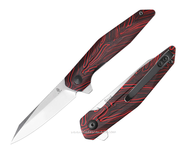 Kizer Spot Flipper Folding Knife, 154CM, Damascus G10 Red/Black, V3620C1