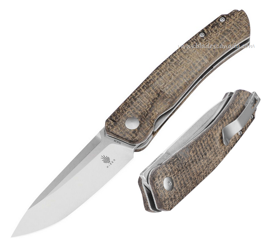 Kizer Agressor Folding Knife, 154CM SW, Micarta Brown Burlap, V3629C1