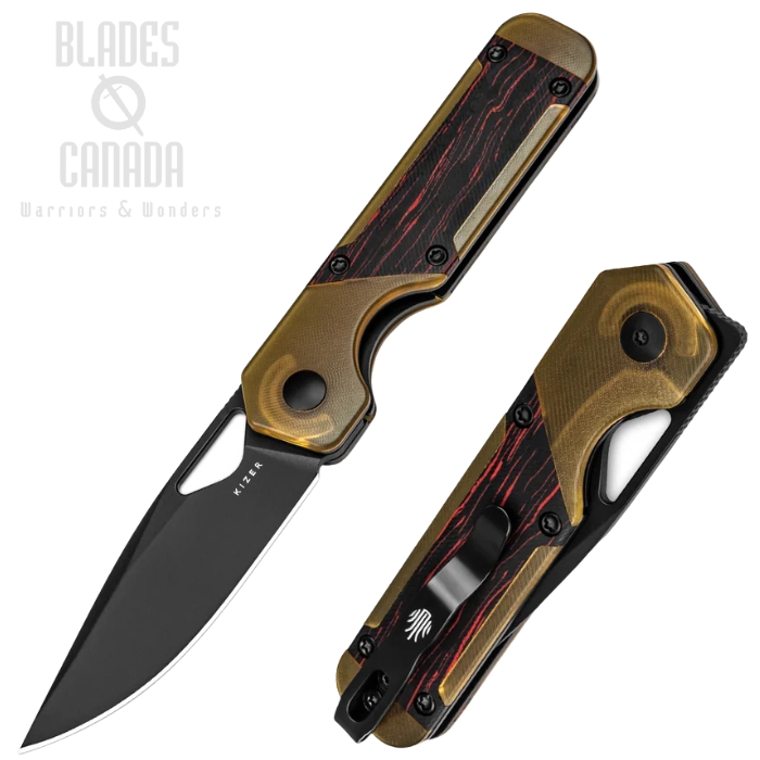 Kizer Mini Militaw Folding Knife, Nitro-V Black, G10/PEI, V3634SA1