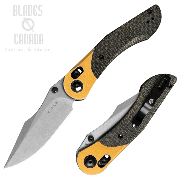 Kizer Mini Mystic Clutch Lock Folding Knife, Nitro-V SW, Aluminum/Micarta, V3636A2
