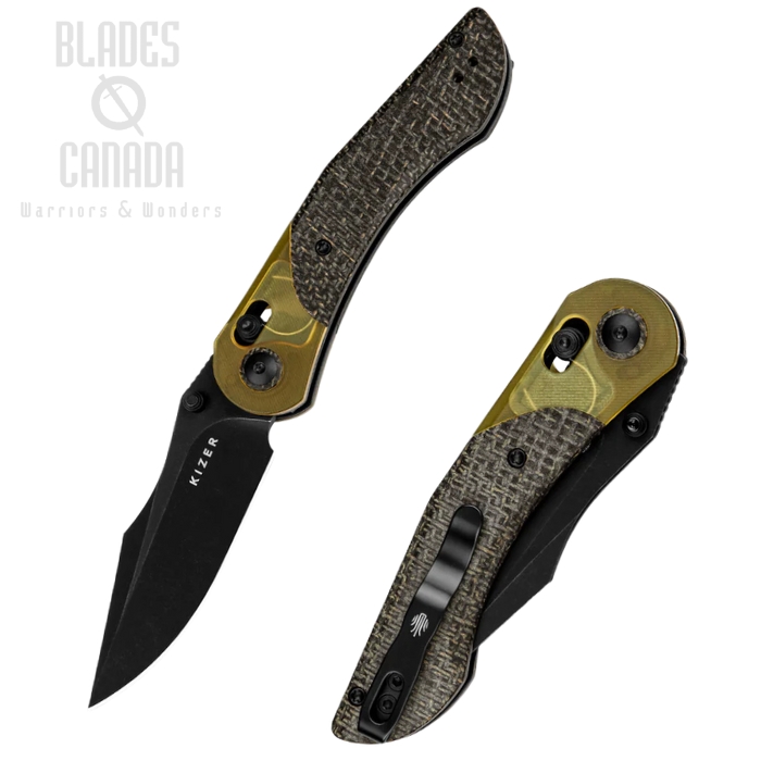 Kizer Mini Mystic Clutch Lock Folding Knife, 154CM Black, Micarta/PEI, V3636C1