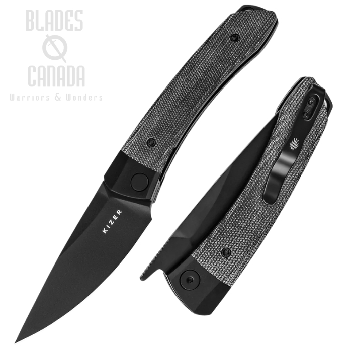 Kizer Mini Momo Folding Knife, 154CM Black, Aluminum/Micarta Black, V3663C2