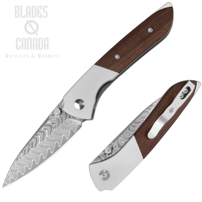 Kizer Spitfire Folding Knife, Damascus, Aluminum/Wood, V3690A3 Kizer Spitfire Folding Knife, Damascus, Aluminum/Wood, V3690A3