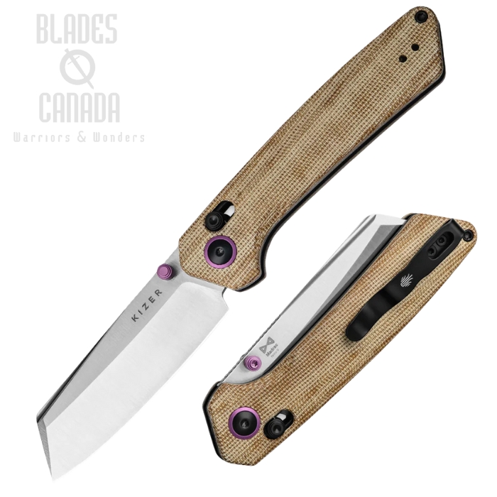 Kizer Madrac Clutch Lock Folding Knife, Nitro-V Blade, Micarta Brown, V3693A2