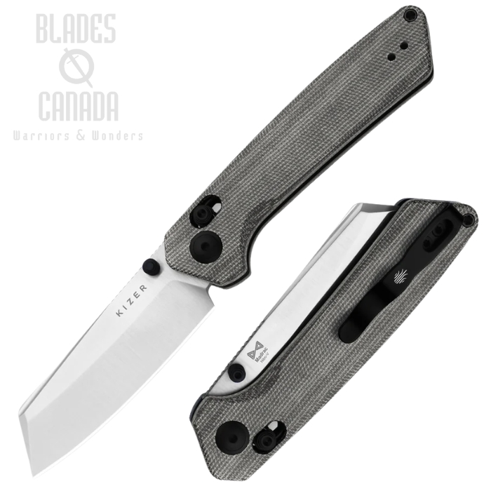 (image for) Kizer Madrac Clutch Lock Folding Knife, Nitro-V Satin, Micarta Norplex UltreX Black, V3693A3