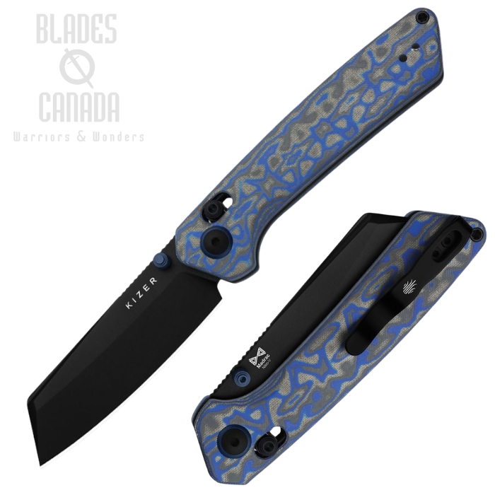 Kizer Madrac Clutch Lock Folding Knife, Nitro-V Black, Micarta Vortex Blue/Black, V3693A4 (image for) Kizer Madrac Clutch Lock Folding Knife, Nitro-V Black, Micarta Vortex Blue/Black, V3693A4