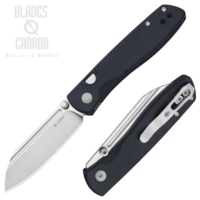 (image for) Kizer Renissance Button Lock Folding Knife, N690 Satin, Richlite, V3698A3