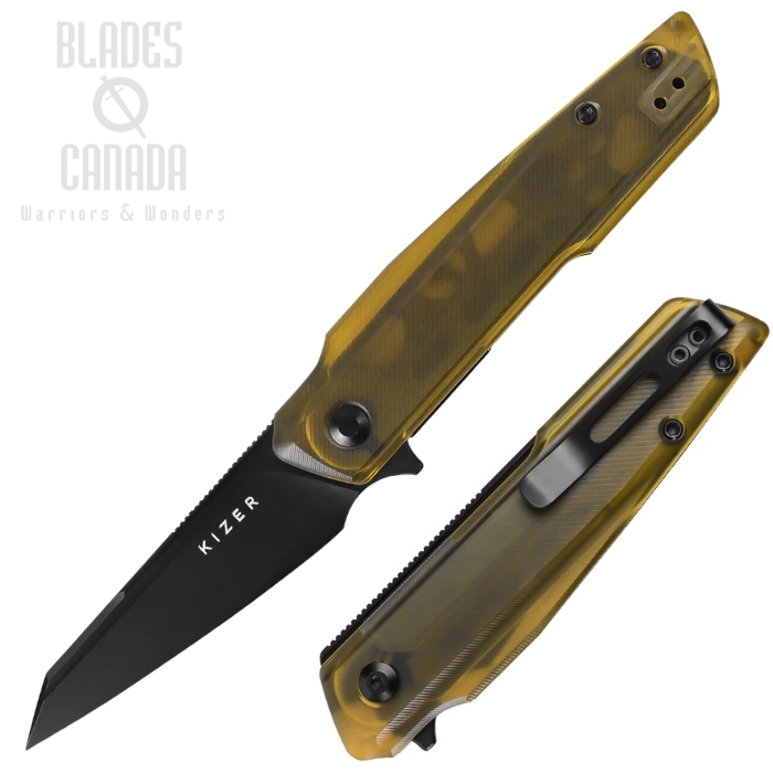 Kizer Skinner Flipper Folding Knife, Nitro-V Black, PEI Handle, V3725A1
