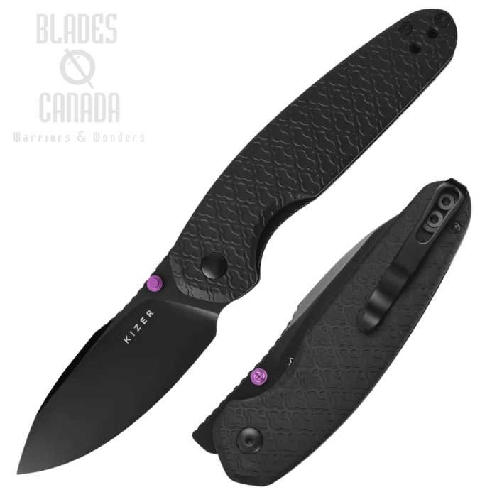 Kizer Meteora Folding Knife, Nitro-V Black, Aluminum Black, V3730A2