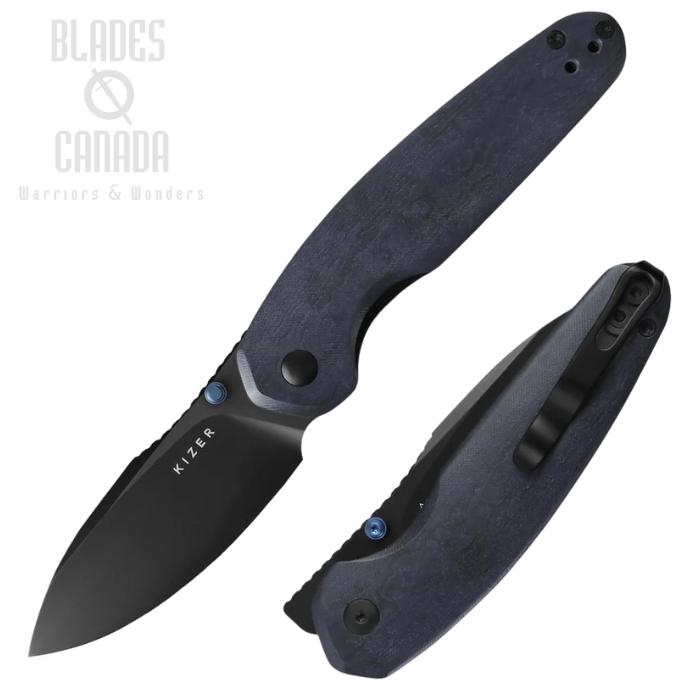 Kizer Meteora Folding Knife, Nitro-V Black, Richlite Blue Canyon, V3730A3