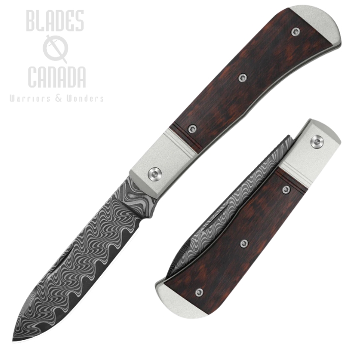 (image for) Kizer Trestle D Slipjoint Folding Knife, Damascus Acid-Washed, Aluminum/Leopard Wood, V3760A3