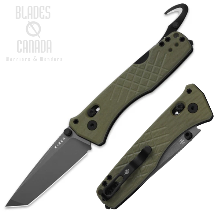 Kizer Aegis T Crossbar Lock Folding Knife, AEB-L Black, G10 Olive Green, V3774CTA2 (image for) Kizer Aegis T Crossbar Lock Folding Knife, AEB-L Black, G10 Olive Green, V3774CTA2