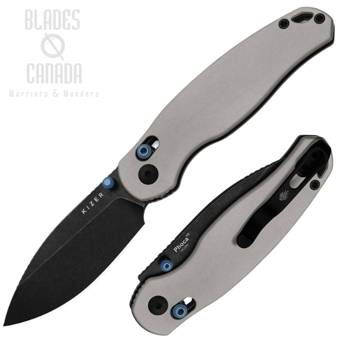(image for) Kizer Phoca CD Clutch Lock Folding Knife 14C28N Black, Aluminum Grey, V3781CDA2