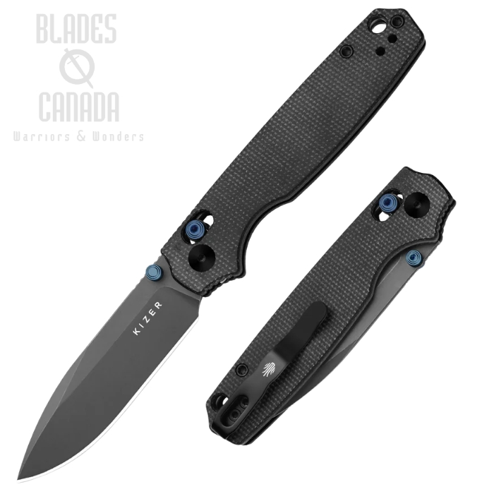 (image for) Kizer Pokiman Clutch Lock Folding Knife, AEB-L Grey SW, Micarta Black, V3789A1