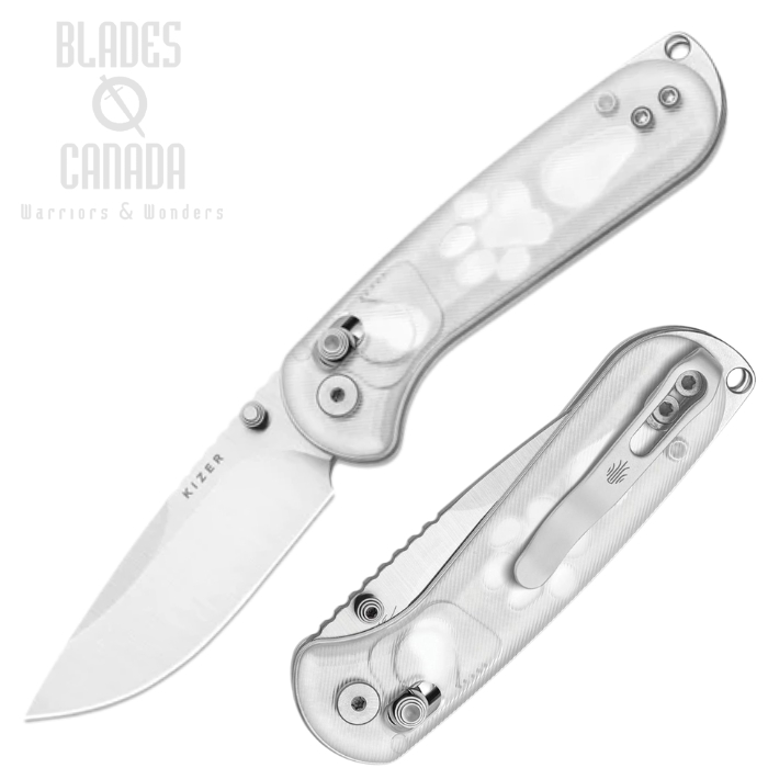 (image for) Kizer Buddy II Clutch Lock Folding Knife, AEB-L Satin, Acrylic Clear, V3790A2