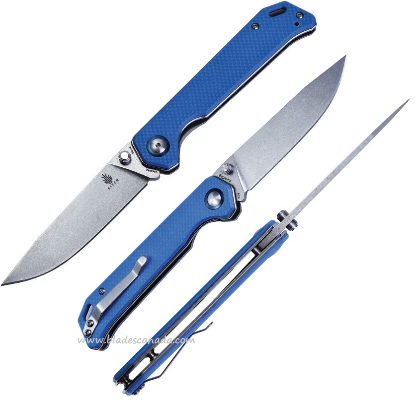 Kizer Vanguard Begleiter Folding Knife, VG10, G10 Blue, V4458A3