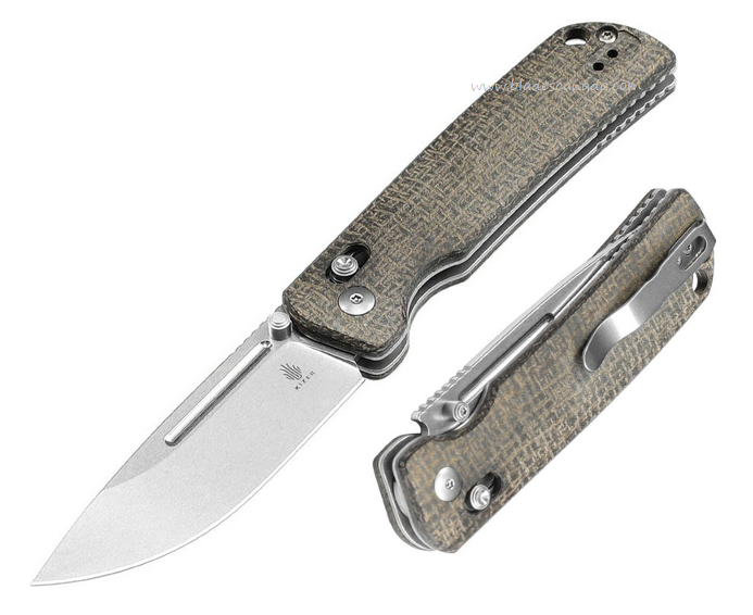 Kizer Escort Clutch Lock Folding Knife, 154CM Stonewash, Micarta Green, V4481C2