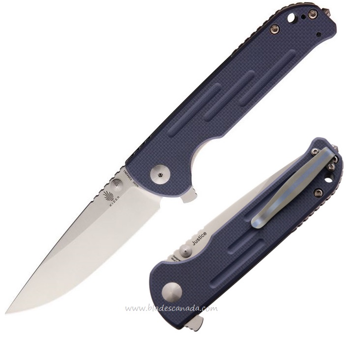 Kizer Justice Flipper Folding Knife, N690, G10 Blue, V4543N1