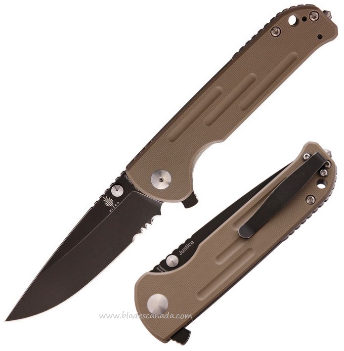 Kizer Justice Flipper Folding Knife, N690, G10 Tan, V4543N2