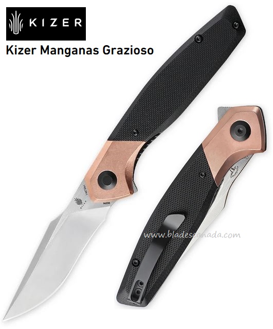 Kizer Manganas Grazioso Flipper Folding Knife, N690, Copper Bolster, V4572N1 - Click Image to Close