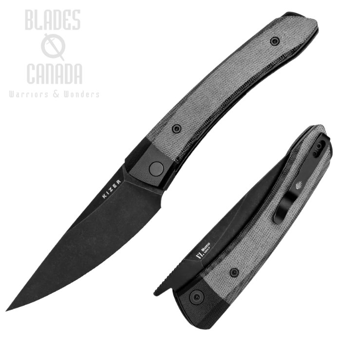 Kizer Momo Folding Knife, Nitro-V Black, G10 Black/Micarta Black, V4663A1