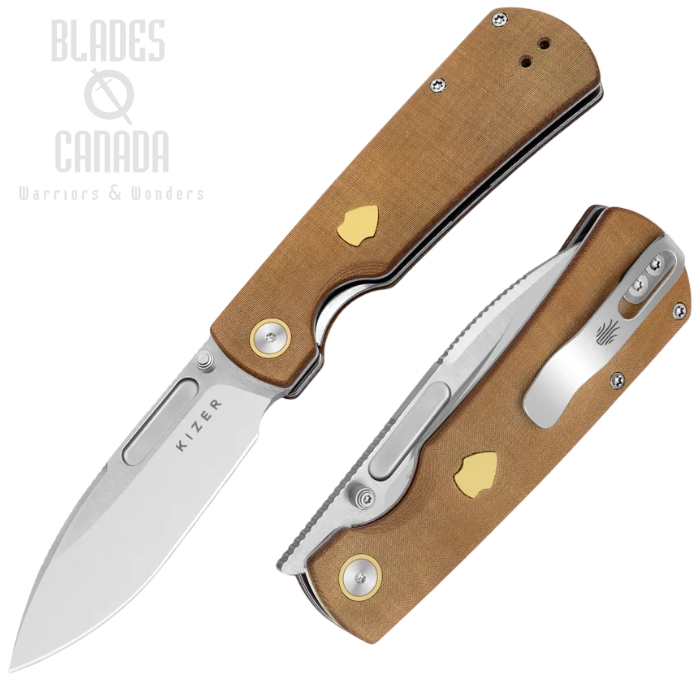 Kizer Retro Folding Knife, Nitro-V Satin, Micarta/Brass, V4726A1