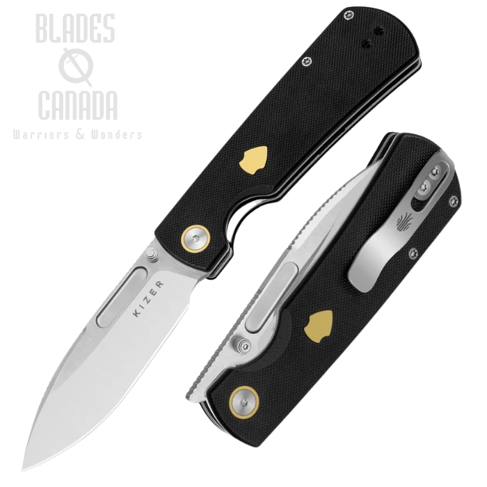 Kizer Retro Folding Knife, Nitro-V Blade, G10 Black/Brass, V4726A2