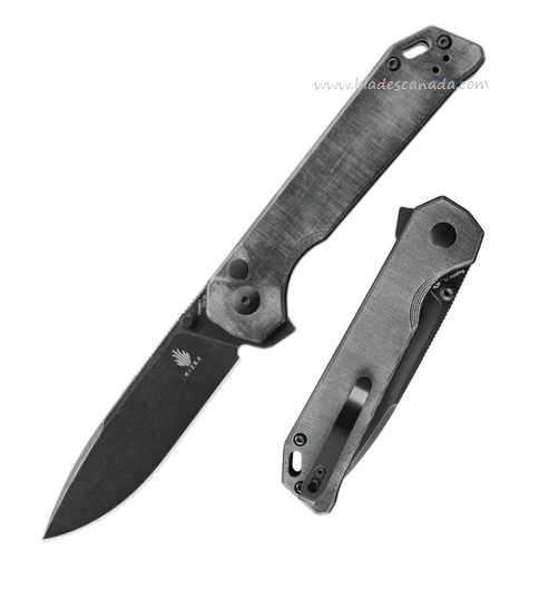 Kizer Begleiter XL Flipper Button Lock Folding Knife, 154CM Black, Micarta Grey, V5458C1
