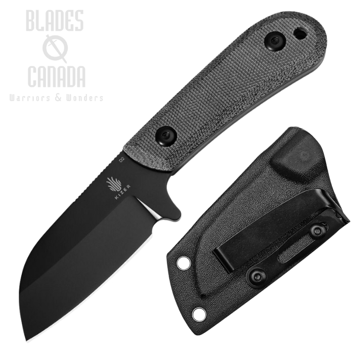Kizer Deckhand Fixed Blade Knife, D2 Black, Micarta Black/G10, 1062A2