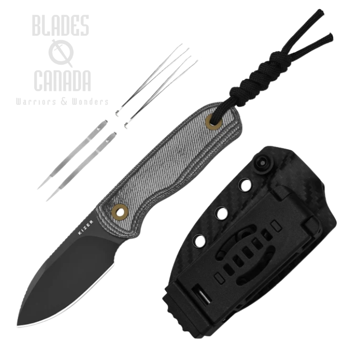 Kizer Drop Bear Fix Fixed Blade Knife, S45VN Matte, Micarta Black, Kydex Sheath, 1094A4
