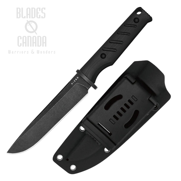 Kizer Camp 180 Fixed Blade Knife, AEB-L Black SW, G10 Black, 1096A1
