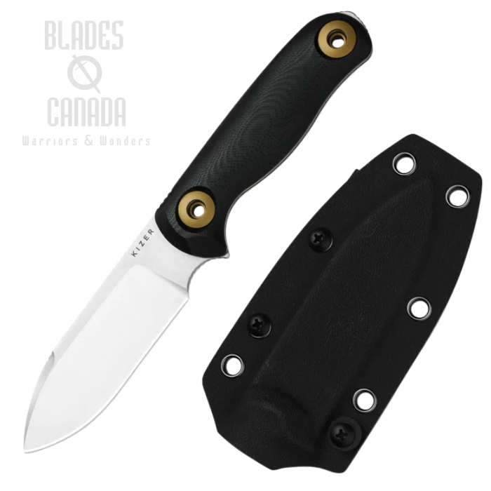 Kizer Drop Bear Fix 3 Fixed Blade Knife, 14C28N SW, G10 Black, Kydex Sheath, 1101A1