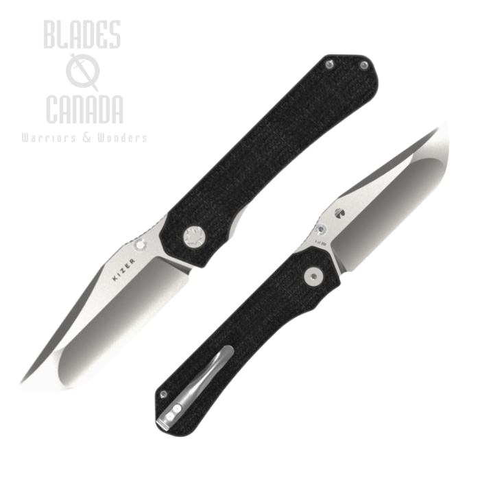 Kizer Saturna CKG Anniversary Front Flipper Frame Lock Knife, Nitro-V Satin, Micarta Black, 25135-99/B