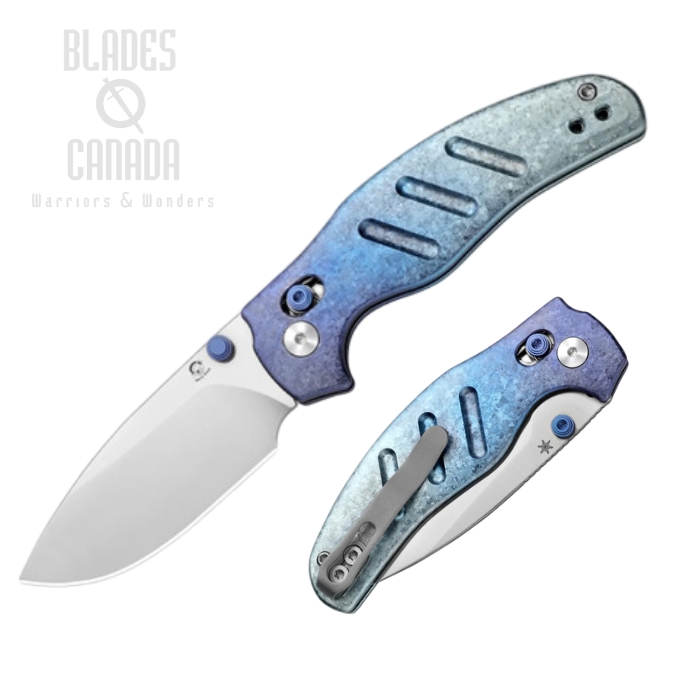 Kizer C01C 2.9 Clutch Lock Folding Knife, S45VN Satin, Crystallized Titanium Blue, KI34882MC1