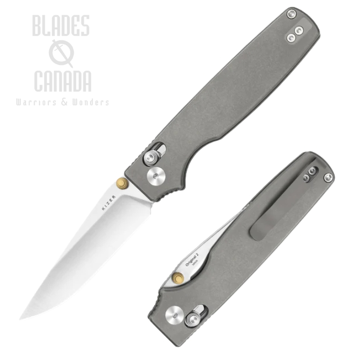 Kizer Original 2 Clutch Lock Folding Knife, S45VN Satin, Titanium Handle, 3605.2MA1